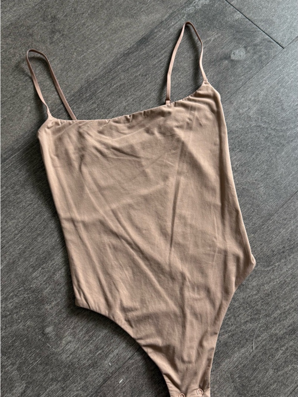 SKIMS Nude/Tan Girls One-Piece Bodysuit with Thin Straps